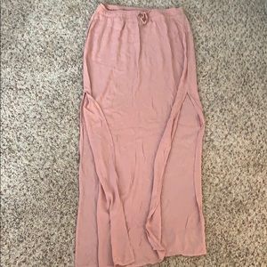 F21 Long Mauve Double High Slit Skirt size Medium